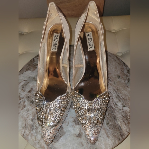 Badgley Mischka Shoes - Badgley Mischka Glittering Silver Heels